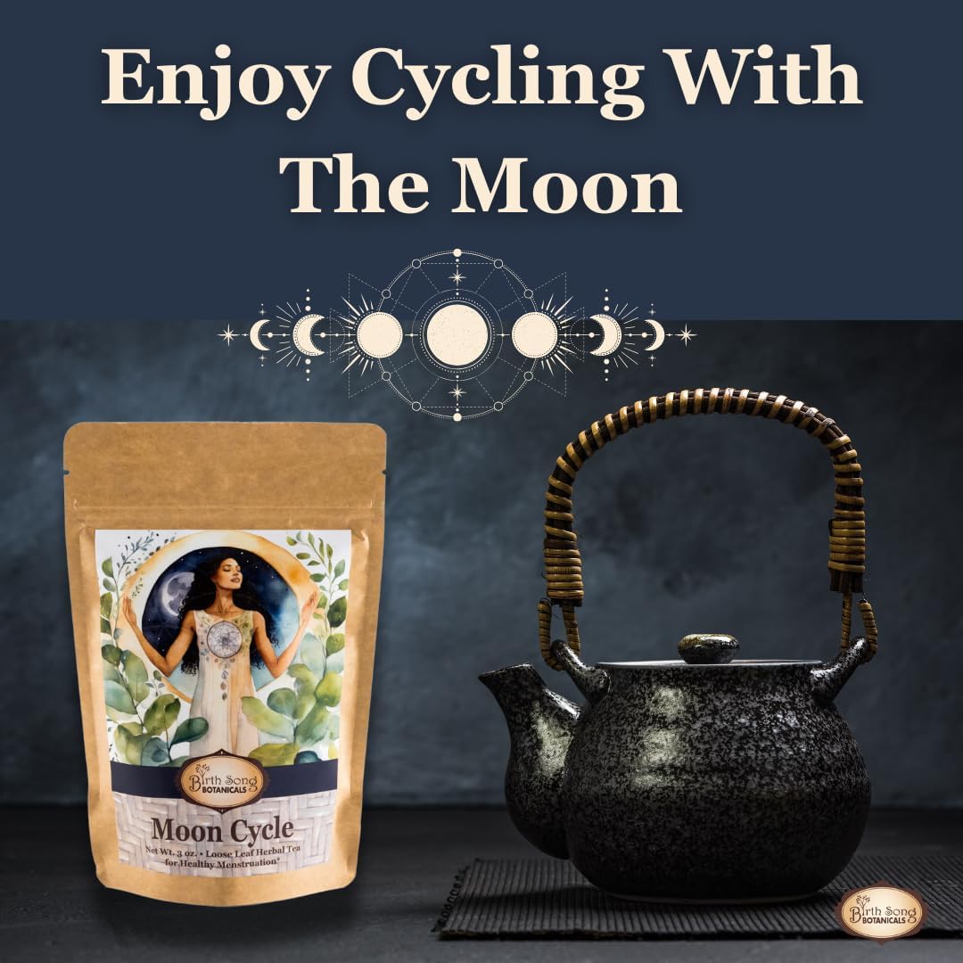 Organic Moon Cycle Menstrual Tea for Women, Herbal Period Cramp & PMS Relief, Hormone Balance, Bloat & Cycle Support Raspberry Leaf, Mugwort & Chamomile 30 Servings