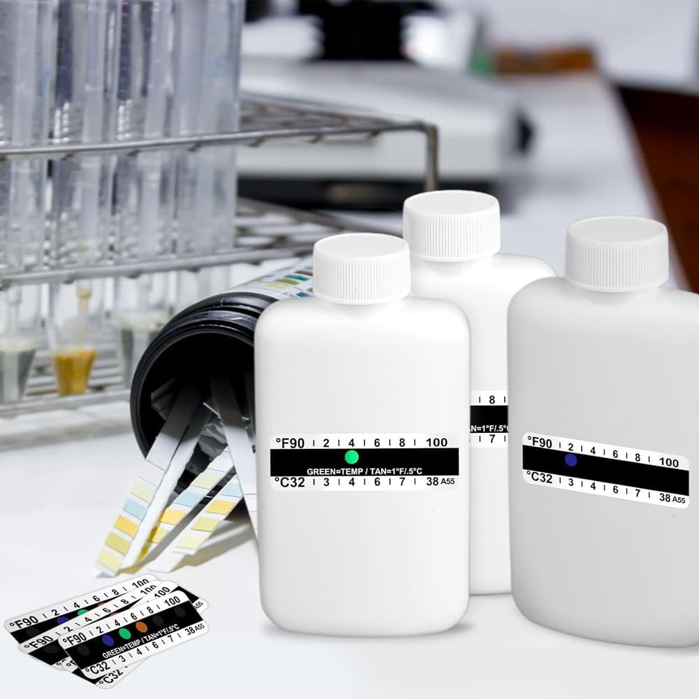 Complete Urine Test Kit of 14 pieces: 2 Portable Empties, 10 Temperature Sensitive Adhesive Test Strips
