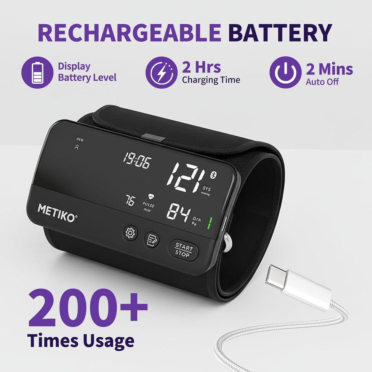 Wireless Blood Pressure Monitor Upper Arm Bluetooth Blood Pressure Machine, Ultralight Portable Rechargeable Blood Pressure Monitor, App Enabled iOS/Android BP Machine Cuff