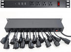 20-Outlet 1U Rack Mount PDU Power Strip – 3 USB-A & 1 USB-C Ports, Wide-Spaced Outlets, 6-Foot Cord, Built-in 15A Overload Switch for 19-Inch Server, AV & Network Racks