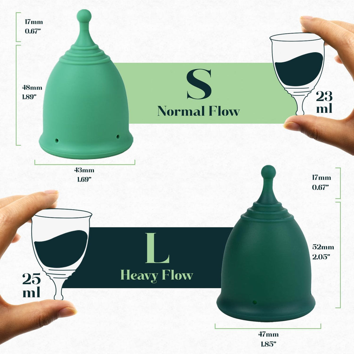 SHORDY Reusable Menstrual Cups (Small & Large) Set of 2 with Box, 100% Soft Silicone, Copa Menstruelle, Period Cup, Heavy & Light Flow, Feminine Hygiene, Tampons, Pads & Disc Alternative for Women