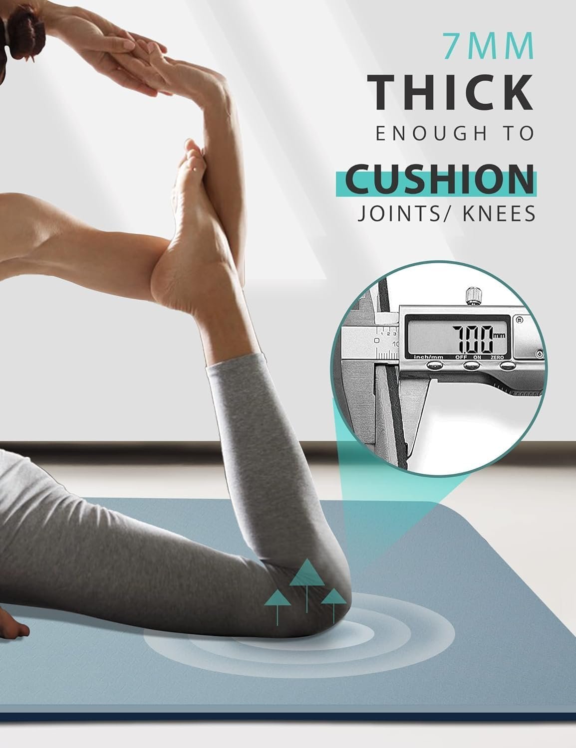 Yoga Mat Double-Sided Non Slip, 72'' x 32'' x 7mm - Extra Wide & Thick Yoga Mat for Women Men Kids, Professional TPE Yoga Mats for Home Workout, Yoga, Pilates and Floor Exercise, with Carrier Strap
