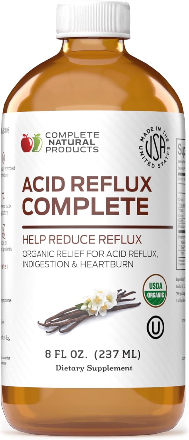 CNP | Acid Reflux Complete 8oz - Heartburn GERD, Amish Aloe Relief Aid | Organic acid reflux complete liquid with aloe, ginger, garlic & vanilla for heartburn, GERD, sour stomach and Amish support