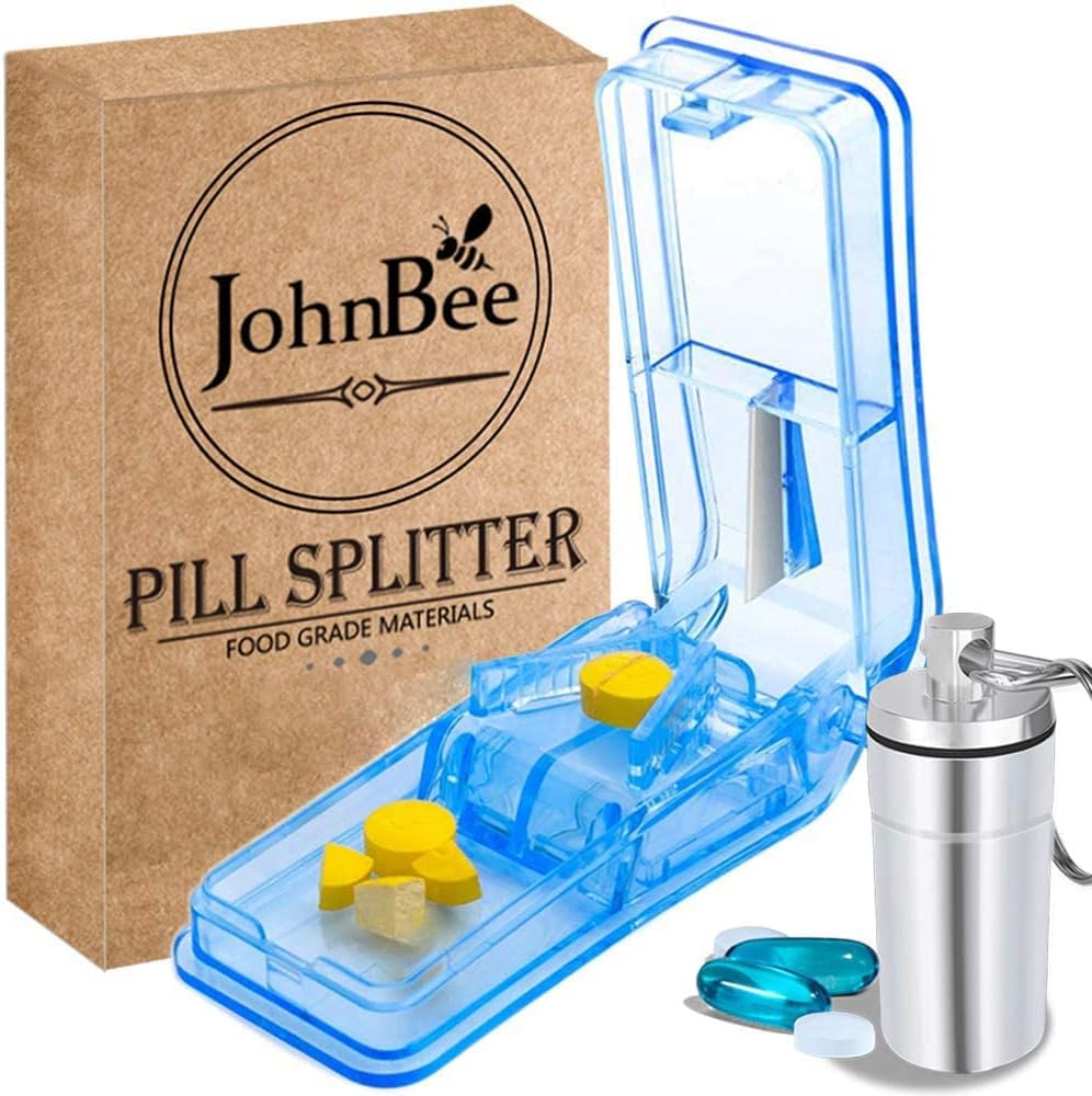 JohnBee Pill Cutter for Small or Large Pills, Cuts Vitamins (Blue)