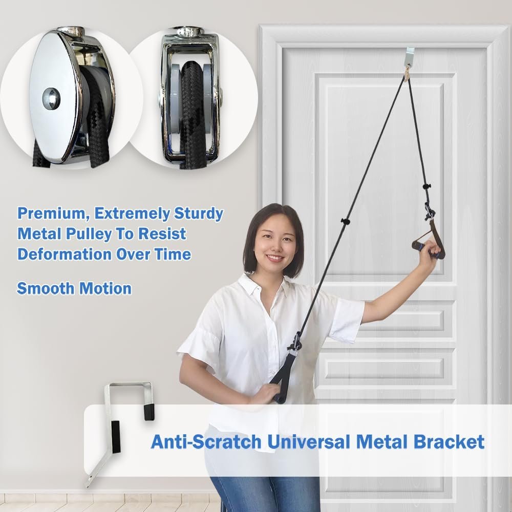 Shoulder Pulley for Physical Therapy, Pulleys for Shoulder Rehab Over Door, Shoulder Pulley Over The Door Physical Therapy, Door Pulleys For Physical Therapy, Arm Pulley, Over The Door Pulleys - Black