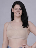 Fabme Mastectomy Cancer Pocket Bra with One Micro Fiber Filled Adjustable Pad | Cotton Full Coverage Bra | No-Digging Shoulder Strap | Truly Full Coverage
