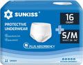 SUNKISS TrustPlus Unisex Incontinence Disposable Underwear, Heavy Absorbency, Barrier Leak Protection, Odor Control, 16 Count, Small/Medium