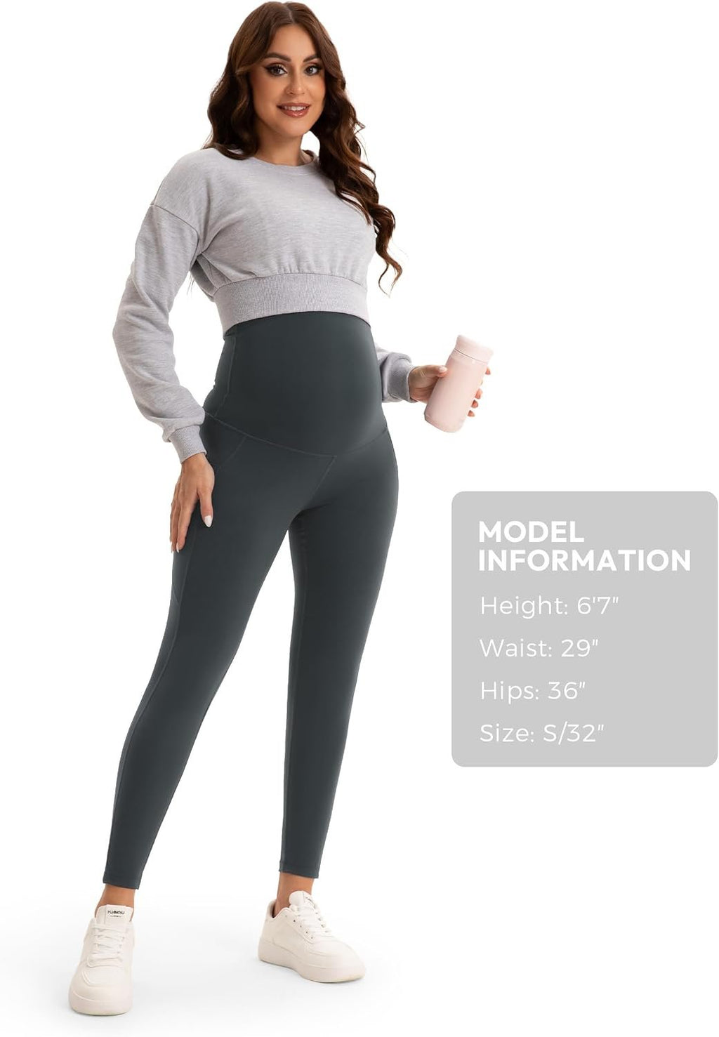 SEVEGO Tall Women's 32/34/36 Inseam Maternity Leggings Over The Belly Pregnancy Yoga Pants Workout Active Wear