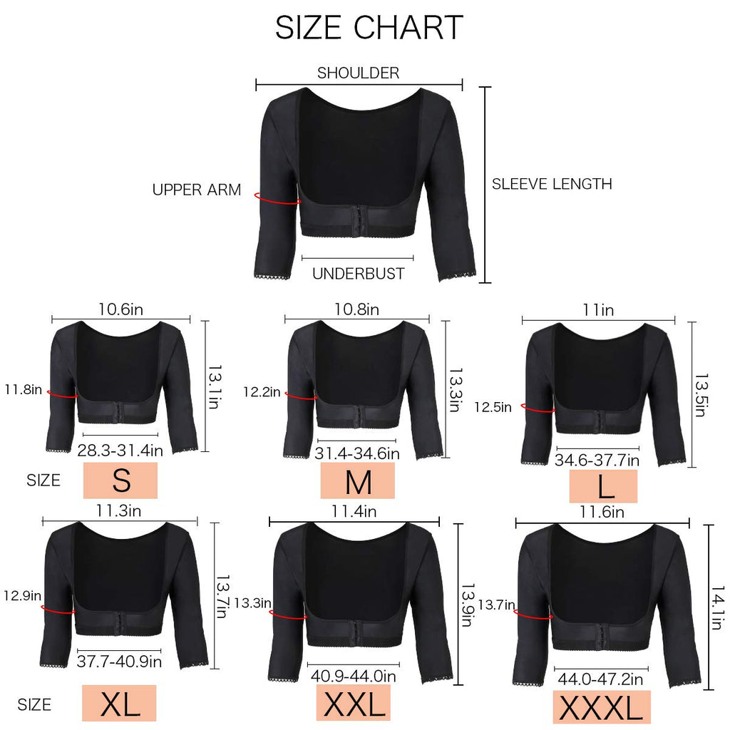 woahee Women's Arm Shaper Plus Size Arm Faja Compression Sleeve Garment Post Surgical Arm Shapewear