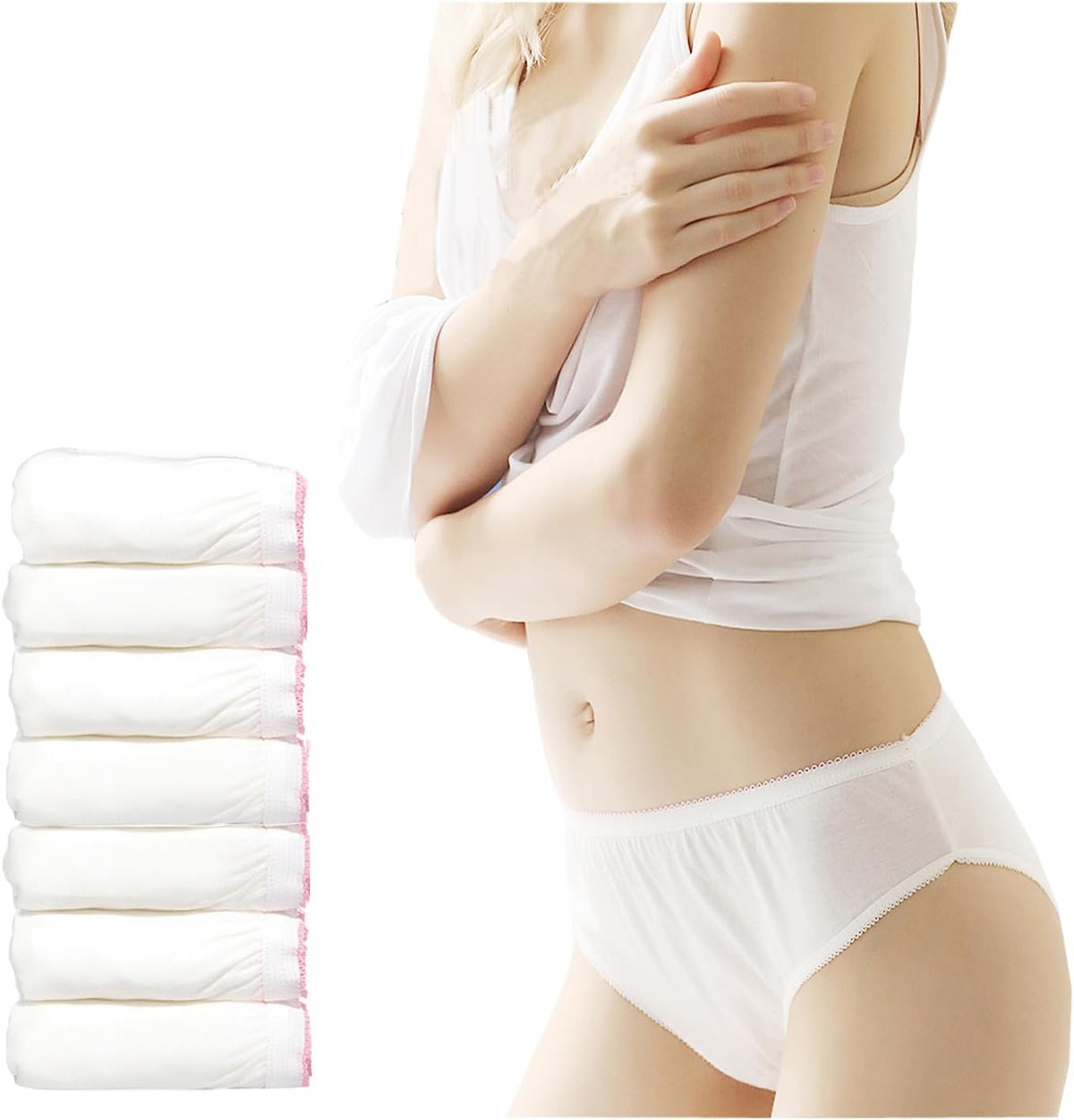 Disposable Underwear 100% Cotton Individually Wrapped 7 pieces