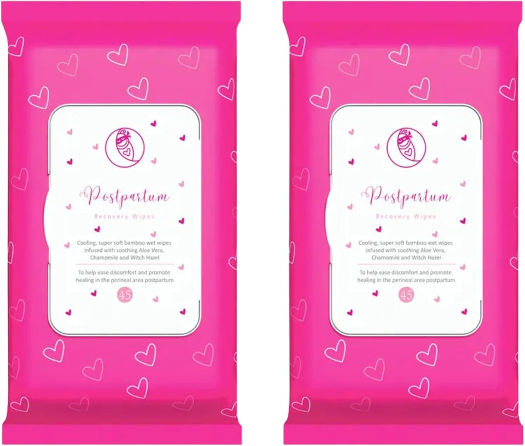 Ninja Mama Postpartum Perineal Care Cooling Pad Liners. Soothing Witch Hazel Wipes with Aloe and Chamomile for Post Partum Relief After Birth Tears and Haemorrhoids. Postpartum Essentials Twin Pack (2 X 45 Wipes)