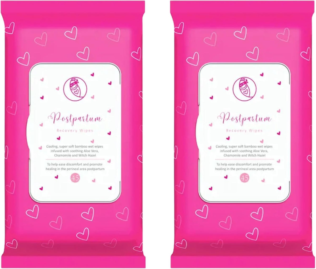 Ninja Mama Postpartum Perineal Care Cooling Pad Liners. Soothing Witch Hazel Wipes with Aloe and Chamomile for Post Partum Relief After Birth Tears and Haemorrhoids. Postpartum Essentials Twin Pack (2 X 45 Wipes)