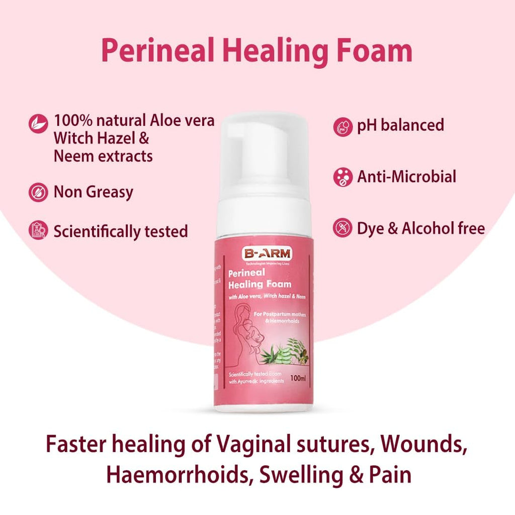 B-Arm Normal Delivery Postpartum Recovery Kit(10 pcs)|Includes 4 Disposable Underwear, 4 Icemaxi pads, 100ml Perineal Healing Foam, Pack of 25 Witch Hazel Padliners| New Mom's Hospital Bag Must-have