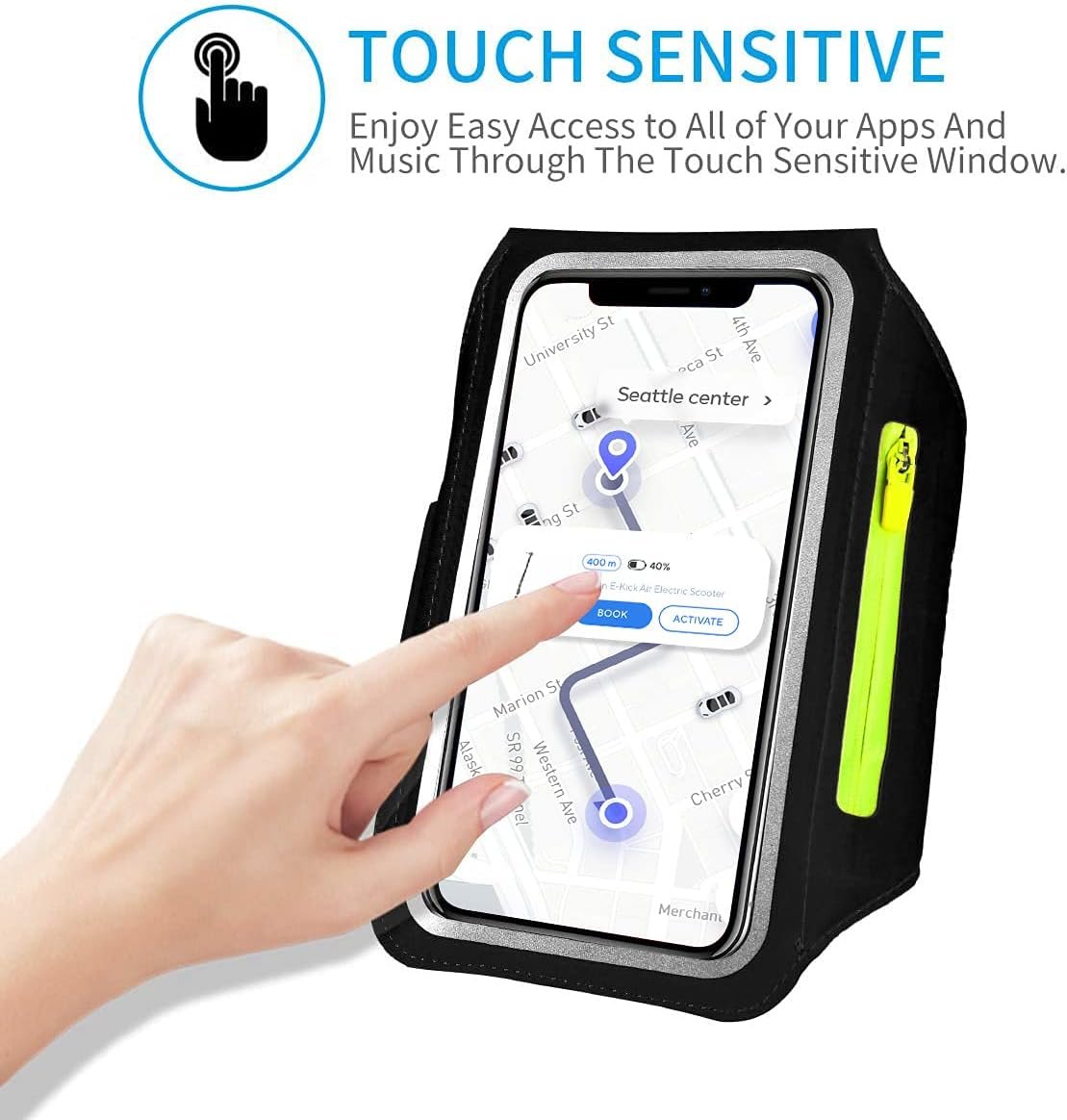 Running Armband with Earphone Bag Cell Phone Armband for iPhone 17 16 15 Pro 14 Plus 13 11 XR, Galaxy S24/S10 Water Resistant Sports Phone Holder Case & Zipper Slot Car Key Holder for 6.9 inch Phone