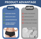 10 Pieces Unisex Disposable Non-Woven Fabric Underwear for Travel, Camping, Spa (Black)