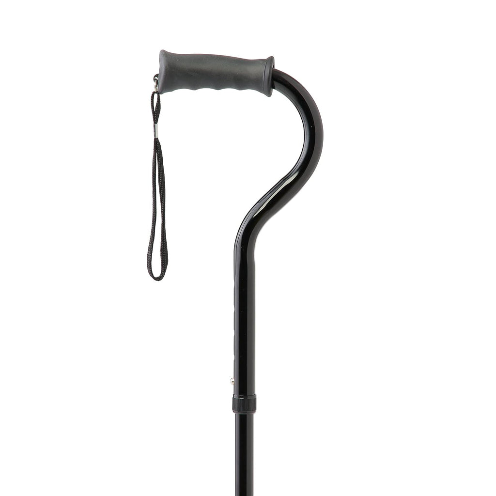 Medline Offset Folding Cane, 4-Point Base with Cushioned Gel Handle, Supports up to 350 lbs, Black