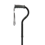 Medline Offset Folding Cane, 4-Point Base with Cushioned Gel Handle, Supports up to 350 lbs, Black