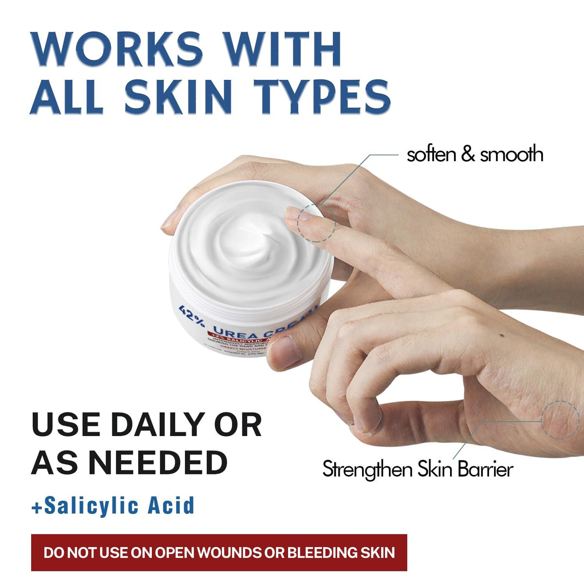 OUKEYA Urea Cream 42% to Soften & Smooth Dry, Cracked, Rough Skin | Urea Foot Cream, 2% Salicylic Acid, Exfoliating, Moisturizing Lotion, Hand, Heels, Elbows, Knees, 5.29oz