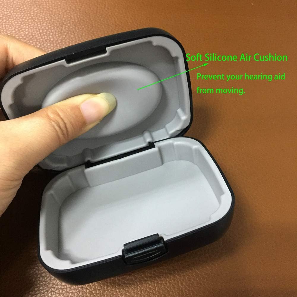 Hearing Aid Case Hard - Portable Protective Storage Case for BTE CIC IIC ITE (Black)