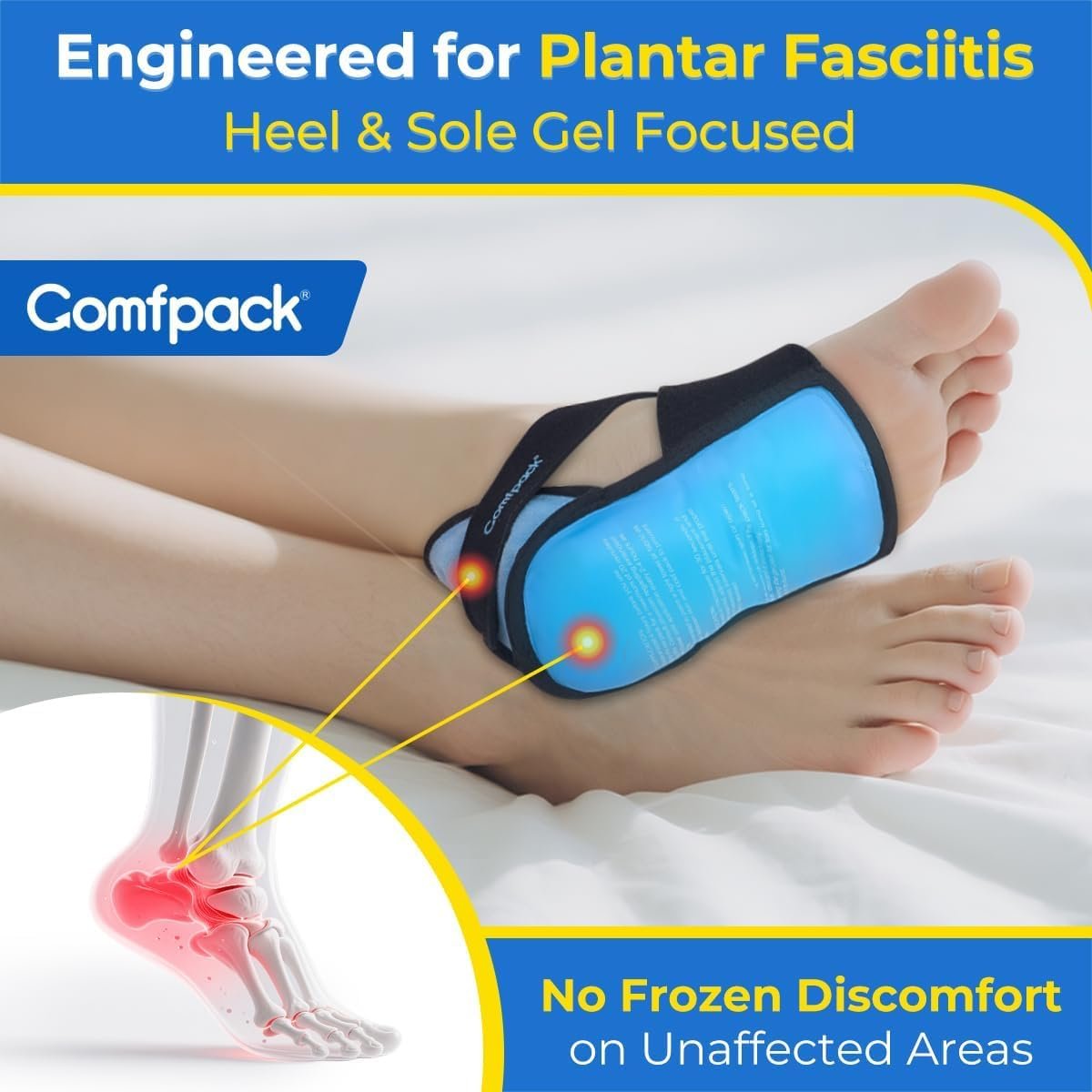 Comfpack Plantar Fasciitis Relief Ice Packs, 2PCS Heel Ice Pack Warp