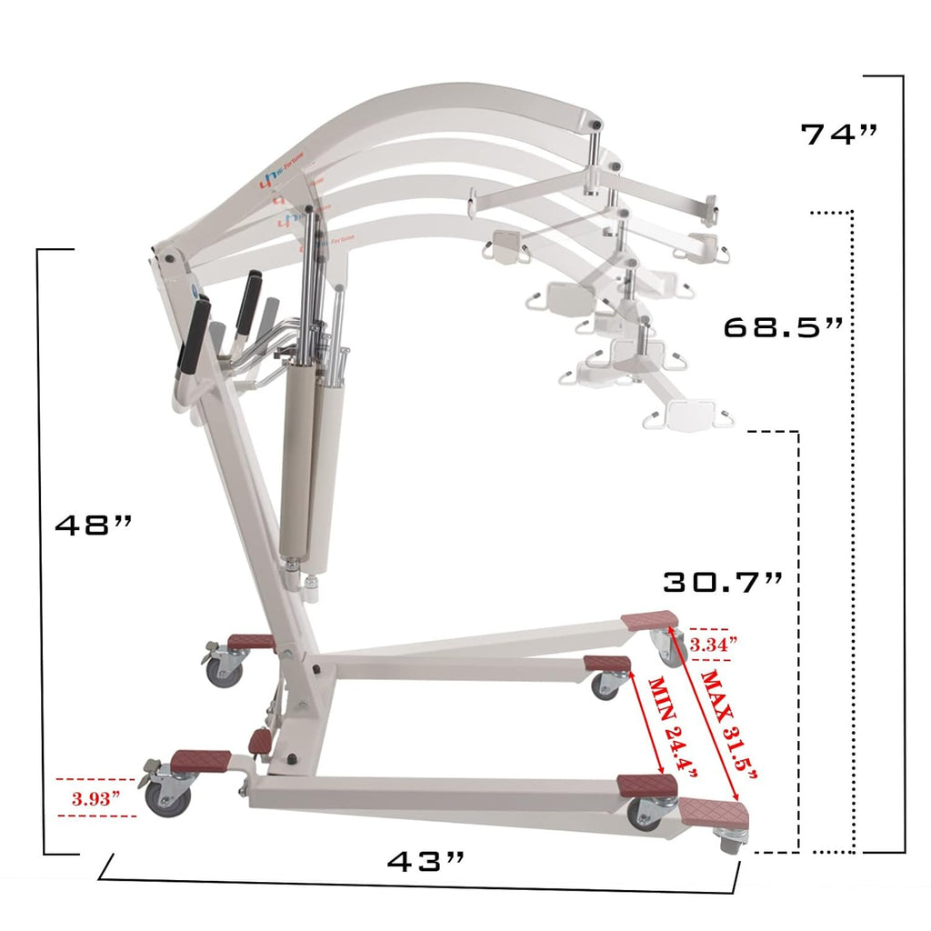 Patient Lift Hydraulic Body Hoyer Lift with Medium Sling for Home Use 400lbs Weight Capacity (Unfoldable Manual)