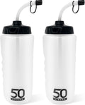 50 Strong | Hockey & Lacrosse Water Bottle with Straw, 2-Pack, 1 Liter