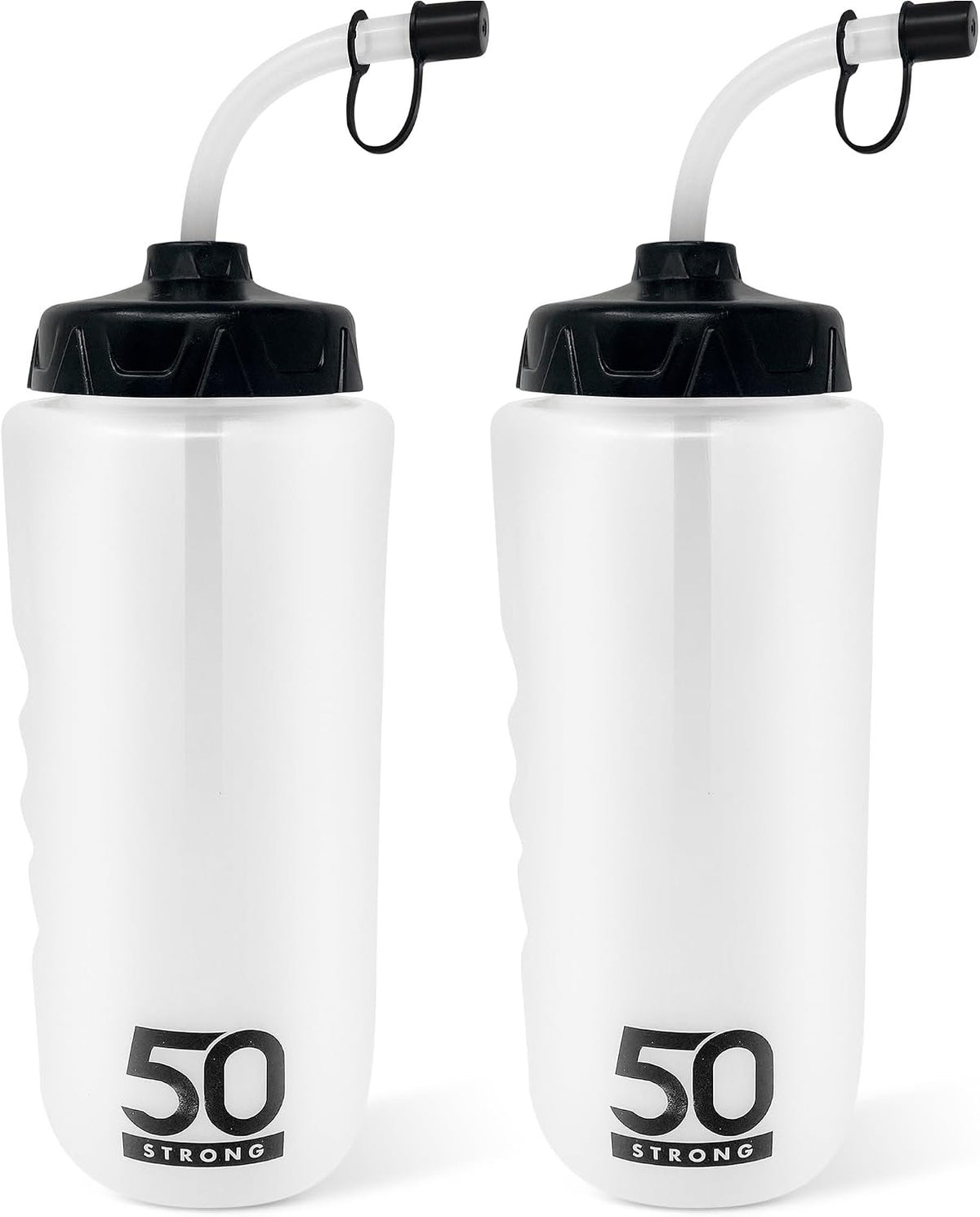 50 Strong | Hockey & Lacrosse Water Bottle with Straw, 2-Pack, 1 Liter