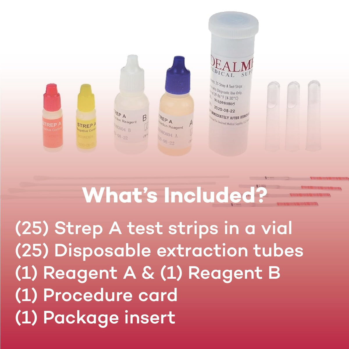 Dealmed Rapid Diagnostic Strep A Test Kits – Made in USA, CLIA-Waived, 25 Tests/Box (Pack of 1)