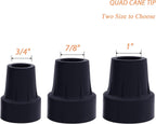 7/8 Inch Cane Tips Kotiorname Cane Rubber Tips Replacement Black, Heavy Duty, Non Slip, 4 Pack