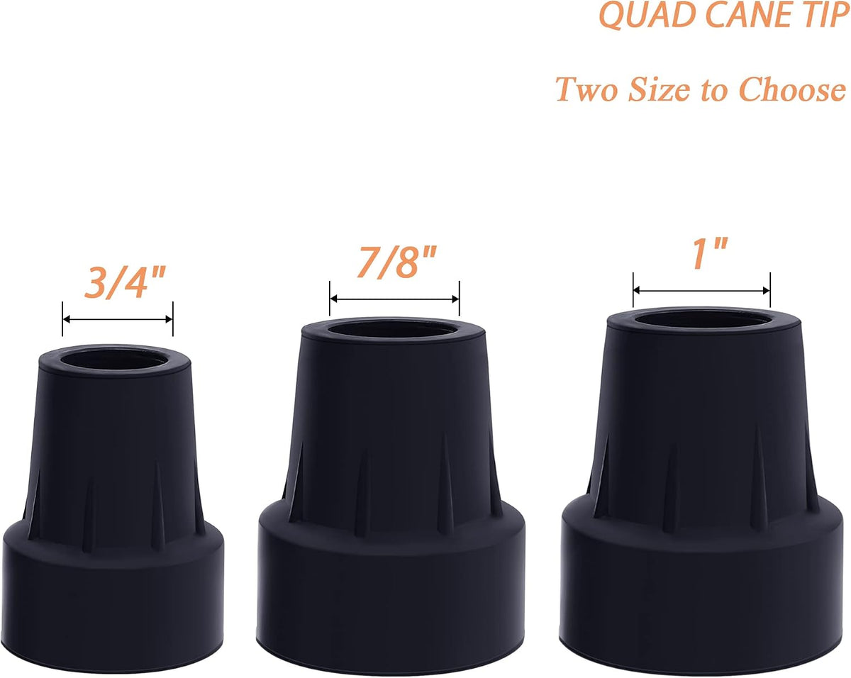 7/8 Inch Cane Tips Kotiorname Cane Rubber Tips Replacement Black, Heavy Duty, Non Slip, 4 Pack