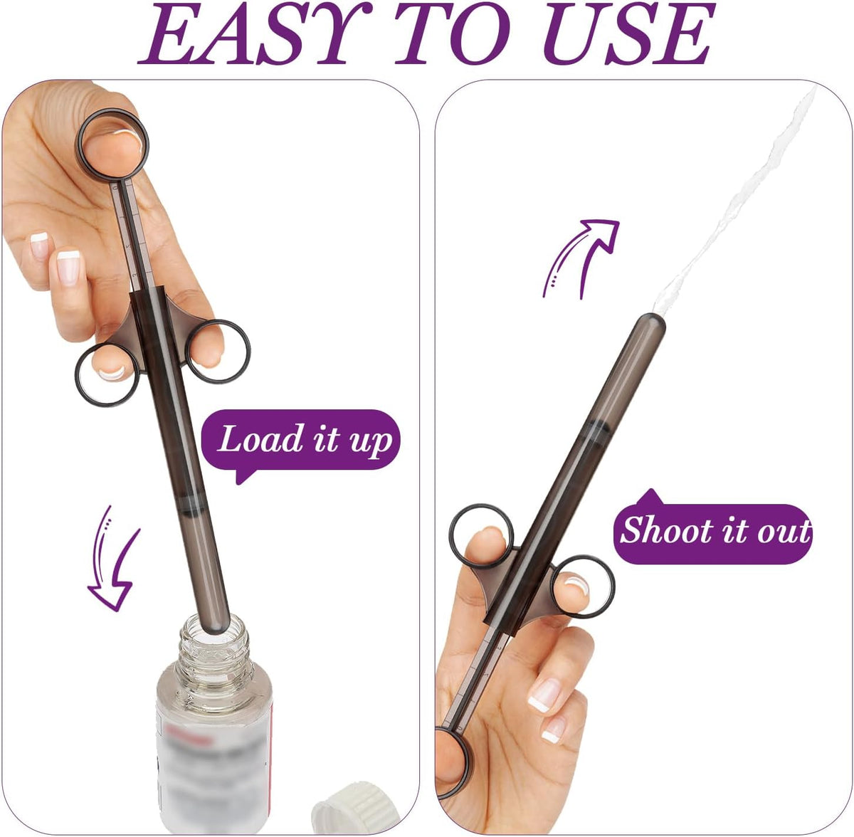 2 x Lubricant Applicator Injector Personal Lubricant Applicator Syringe Lubricant Launcher for Men Women Couples (Grey)