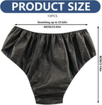 10 Pieces Unisex Disposable Non-Woven Fabric Underwear for Travel, Camping, Spa (Black)