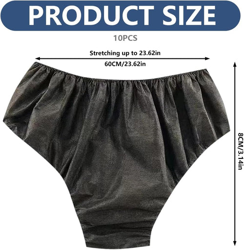 10 Pieces Unisex Disposable Non-Woven Fabric Underwear for Travel, Camping, Spa (Black)