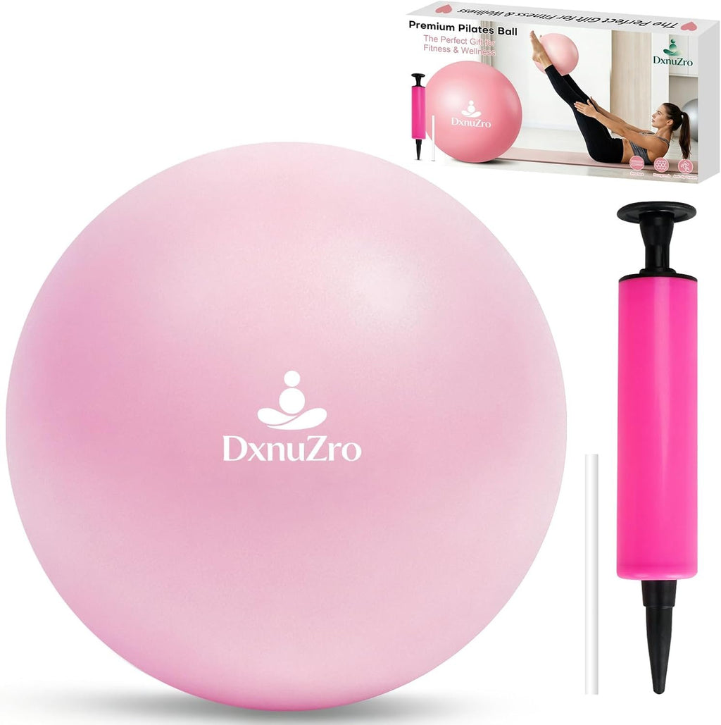9 Inch Pink Pilates Ball, Exercise Stability Yoga Ball Small Exercise Ball with Air Pump for Core Workout, Balance Training, Home Gym, Office, Physical Therapy Anti-Burst PVC