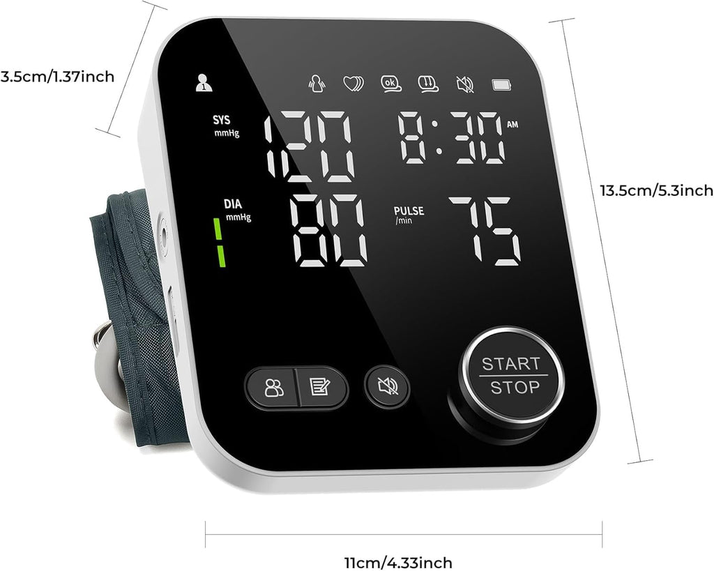 NOUYAN Blood Pressure Monitor Upper Arm Machine BP Cuff with Storage Bag | FDA Cleared, Adjustable 8.7-16.5 inch cuff for home use, 2x120 memory, Intelligent voice broadcast, Large LED display