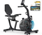 Wenoker Recumbent Exercise Bike for Home, Quiet Magnetic Stationary Bike with Bluetooth APP Connectivity, 15-Level Magnetic Resistance, Adjustable Seat, LCD Monitor, Indoor Cycling Bike, 350 LB Capacity