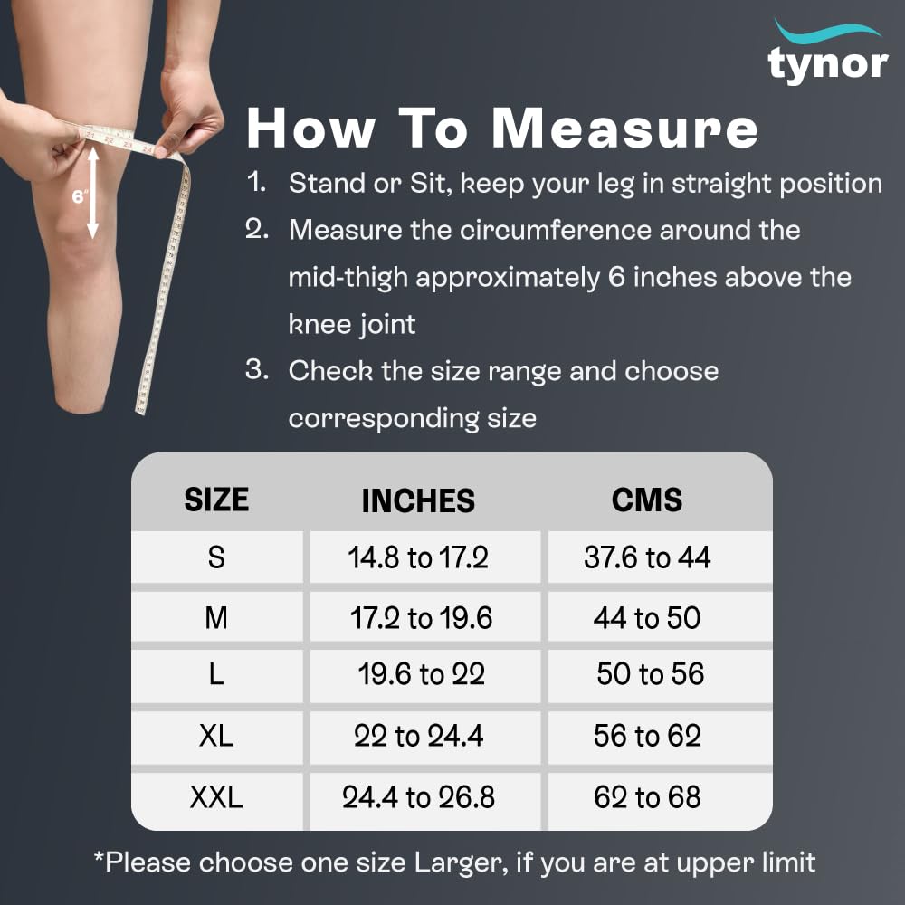 Tynor Compression Stocking Mid Thigh Classic, Beige, Large, 1 Pair