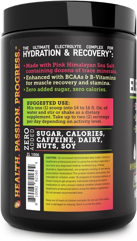 Zeal Naturals Electrolyte Powder - 90 Servings | Keto Electrolytes Powder | Zero Sugar, BCAAs, B-Vitamins | Potassium, Zinc, Magnesium | Hydration Powder Recovery Drink | Passion Fruit Orange Guava