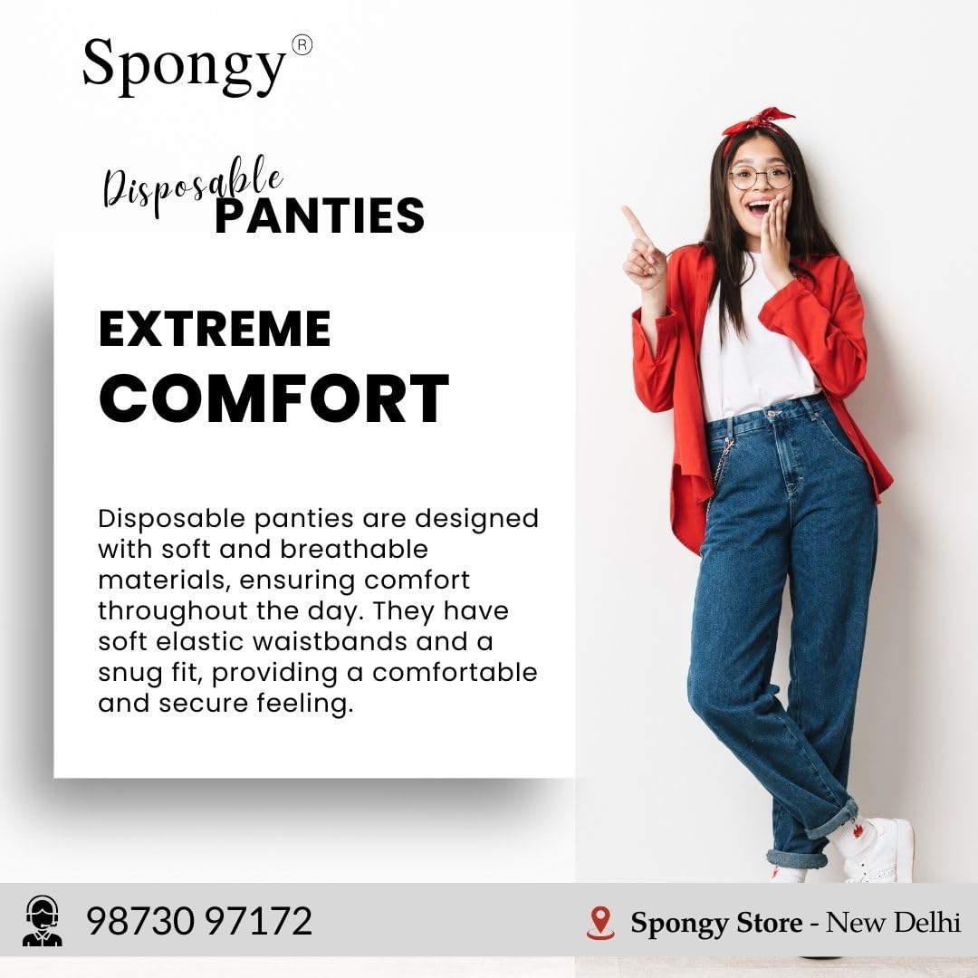 SPONGY Women's Use & Throw Disposable Panties for Spa l Menstruation l Postpartum l Travelling l Hospitalization l Body Herbal Treatment l Body Massage Panties-(Pack of 10) White