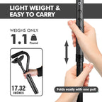 Self Standing Walking Cane Quad Base for Seniors | Lightweight aluminum, foldable design, 31–36 in adjustable height, EVA offset handle, self-standing quad base