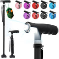 Walking Cane for Women Folding Cane for Men with Two Led Lights Quad Cane with Stable Base Lightweight and Adjustable Walking Stick