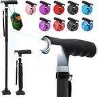 Walking Cane for Women Folding Cane for Men with Two Led Lights Quad Cane with Stable Base Lightweight and Adjustable Walking Stick