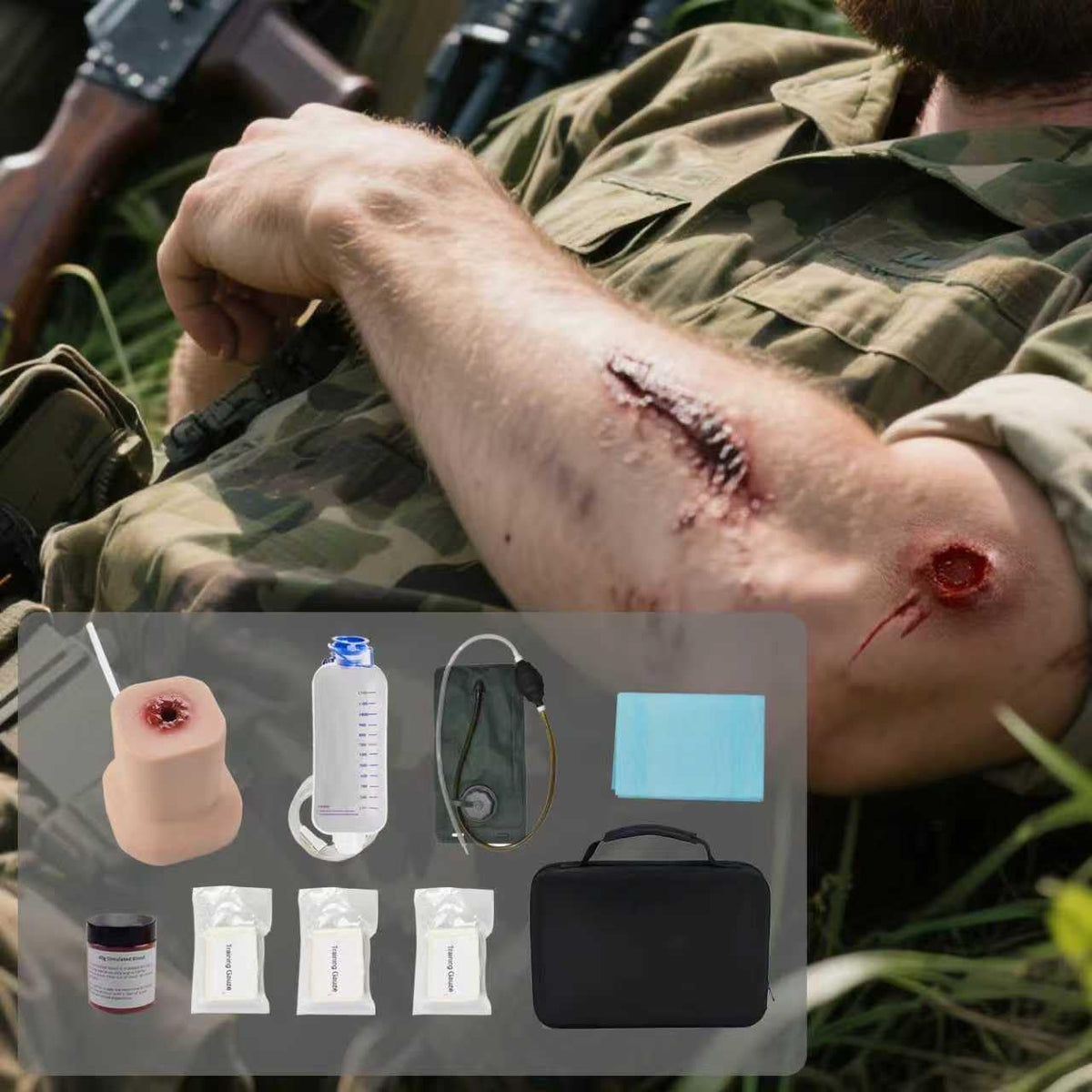 Wound Packing Trainer, Stop The Bleed Practice Kit with Pumping Bag,Wound Care Bleeding Control Kit for Tactical Training