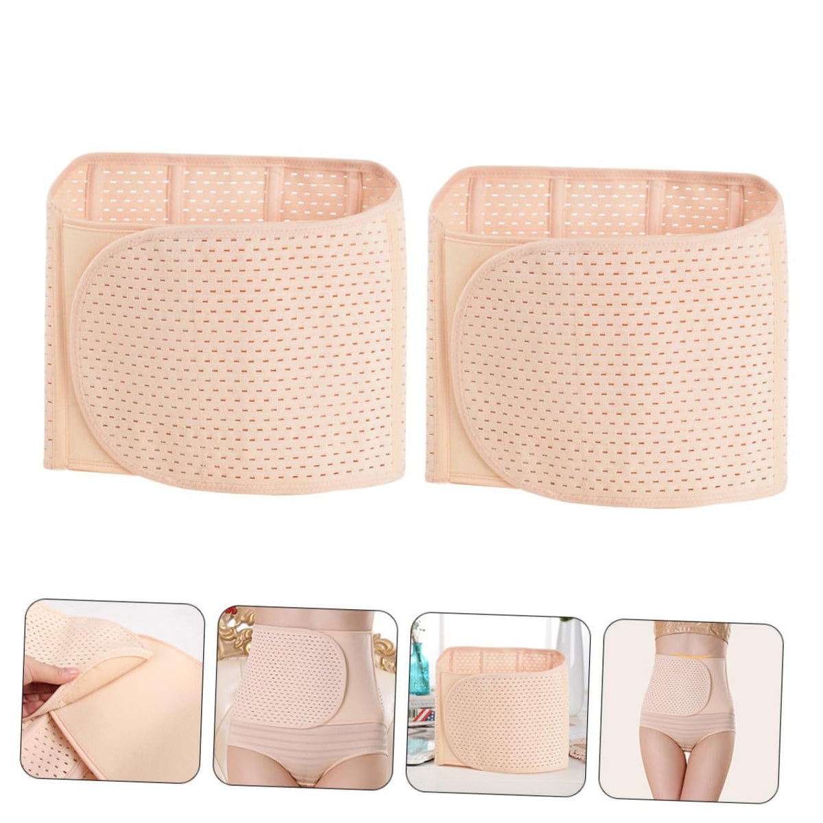 SUPVOX Belly Recovery Belts Workout Slimming Belly Bands for Women Premium Breathable Fabric Postpartum Support Abdominal Compression 95X23Cm Beige