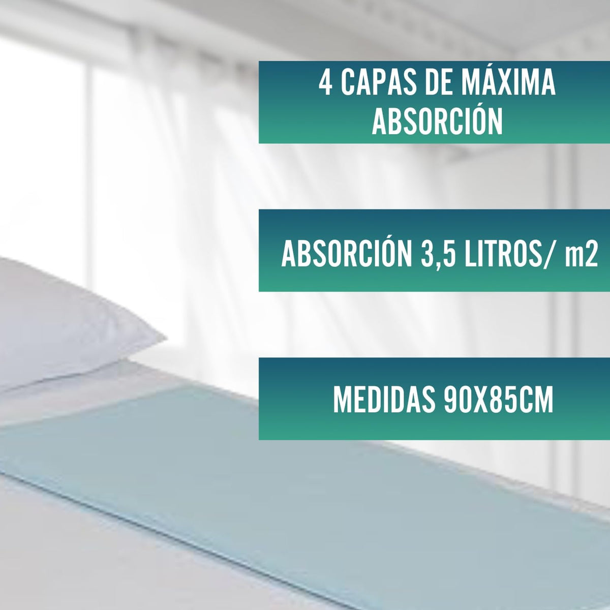 OrtoPrime Pack of 2 Washable Absorbent Adult Bed Pads 3.15 Litres/m2 – Over 200 Washes – Waterproof 4 Layers – Baby Protector with Wings 90 x 85 cm