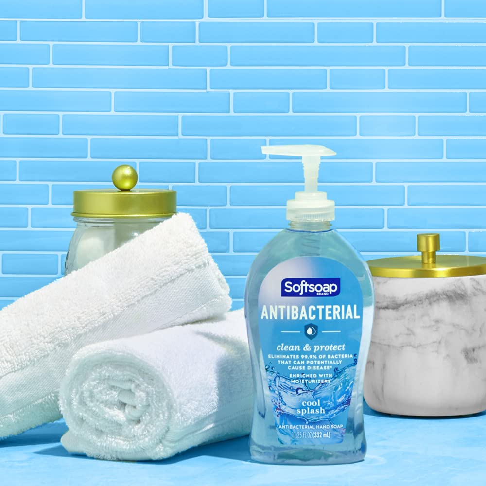 Softsoap Antibacterial Hand Soap, Cool Splash Scent, 11.25 fl oz (6 Pack) | Paraben-Free, Phthalate-Free, Washes Away Germs, Bathroom Hand Soap, Kitchen Hand Soap, Daily Handwashing, Gentle on Hands