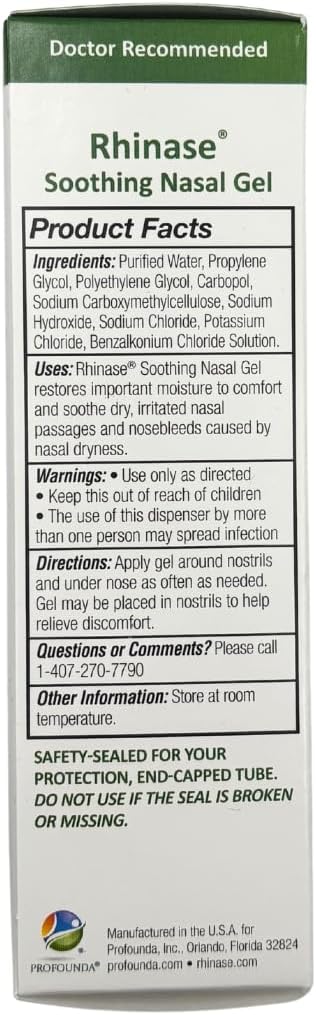 Rhinase Allergy Relief Lubricating Nasal Gel – Dual Salt, Steroid-Free Formula for Moisture & Comfort | Ideal for Swimmers & CPAP or Oxygen Therapy Users | Safe for Children | 1 oz