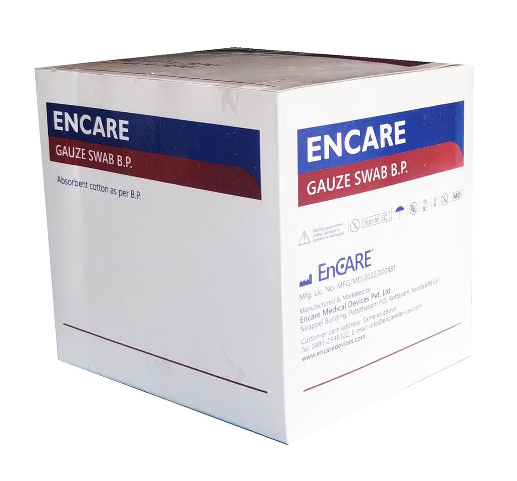 Encare Sterile Premium Gauze Pads 5 cm x 5 cm, 12 Ply | Highly Absorbent, 10 Packs (5 Pads Per Pack | Soft & Breathable for effective First Aid & Wound Management