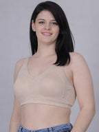 Fabme Mastectomy Cancer Pocket Bra with One Micro Fiber Filled Adjustable Pad | Cotton Full Coverage Bra | No-Digging Shoulder Strap | Truly Full Coverage