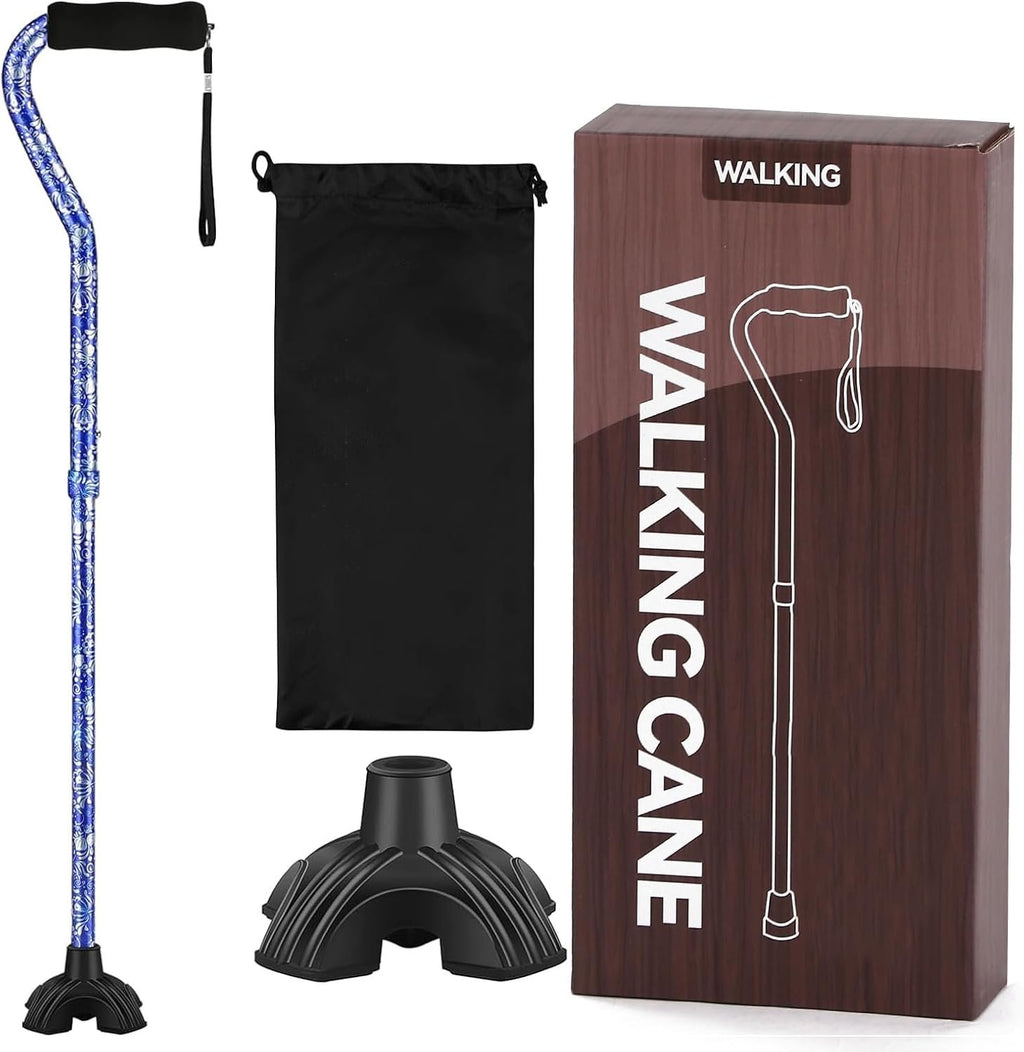 Floral Canes for Women Folding Cane for Stability with Non-Slip Base, Adjustable Walking Cane for Seniors - Lightweight Collapsible Walking Sticks with T & Offset Handle